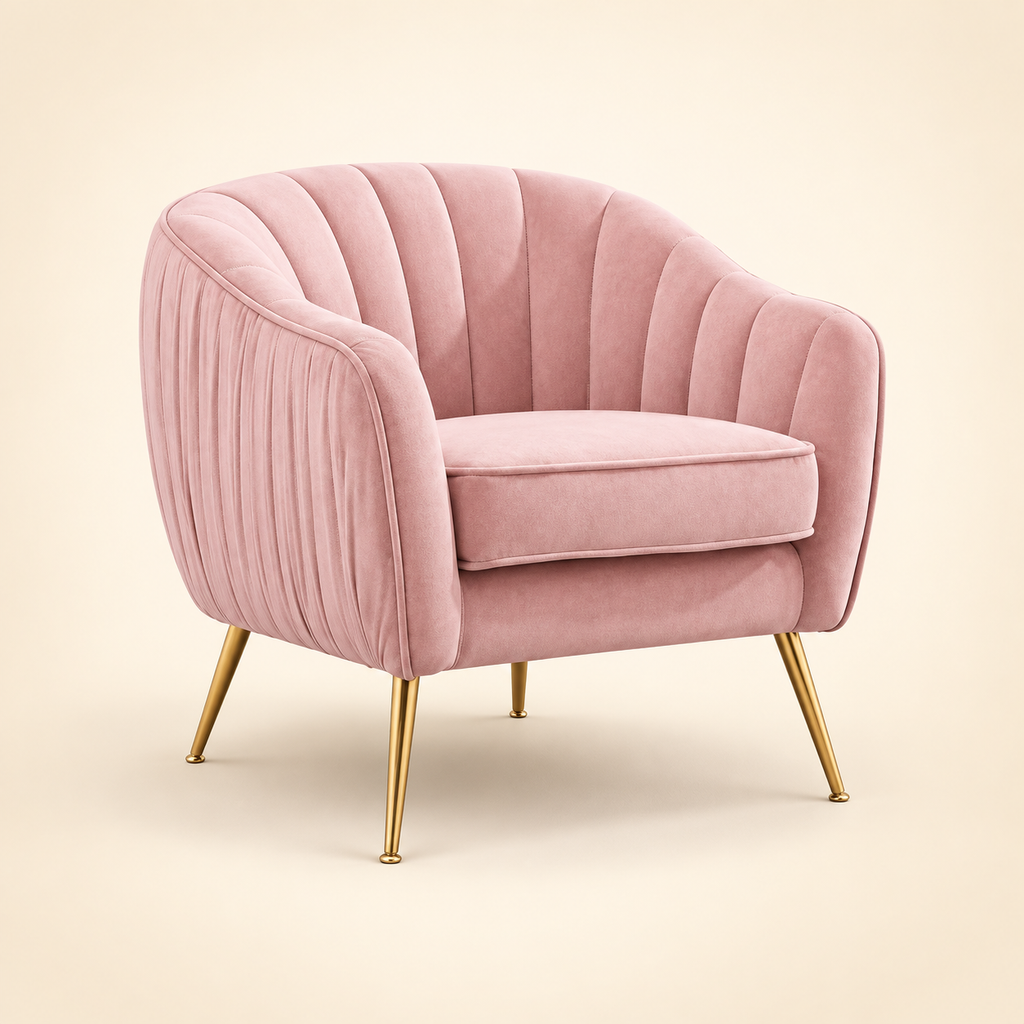 Patro Upholstered Accent Chair pink three-quarter view