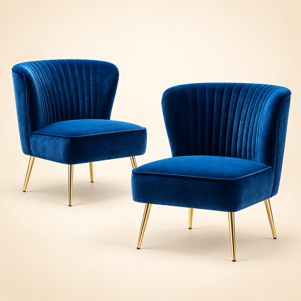 Pepper Accent Chair blue pair opposite three-quarter view