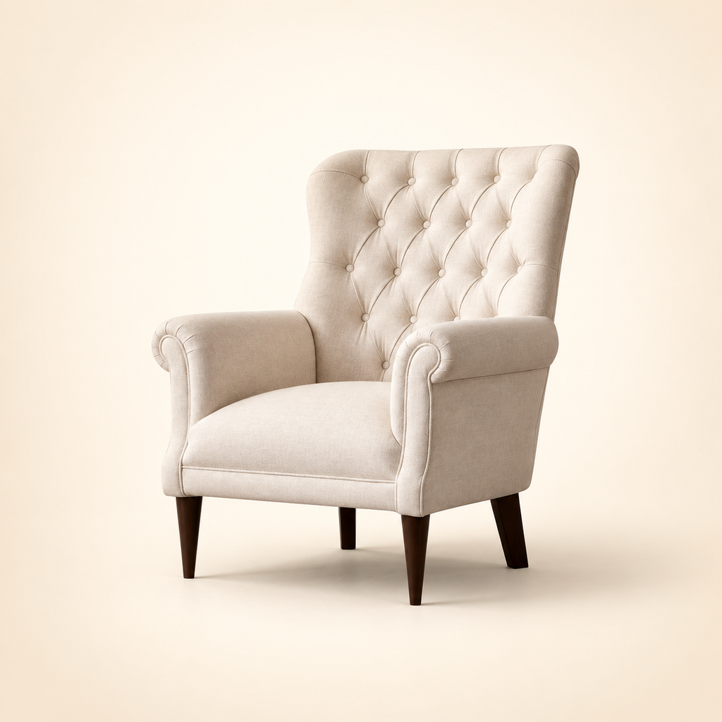 Prima Tufted Accent Chair three-quarter view