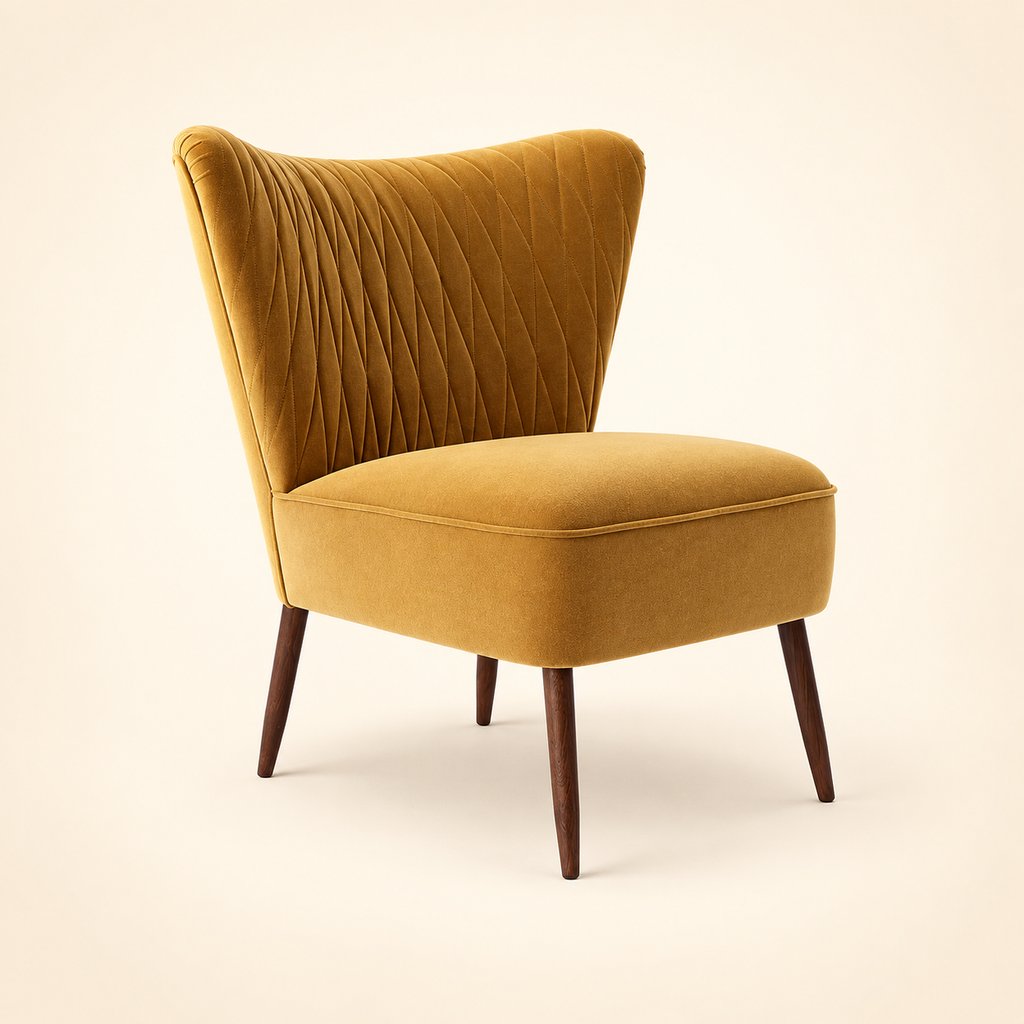 Quin Accent Chair mustard three-quarter view