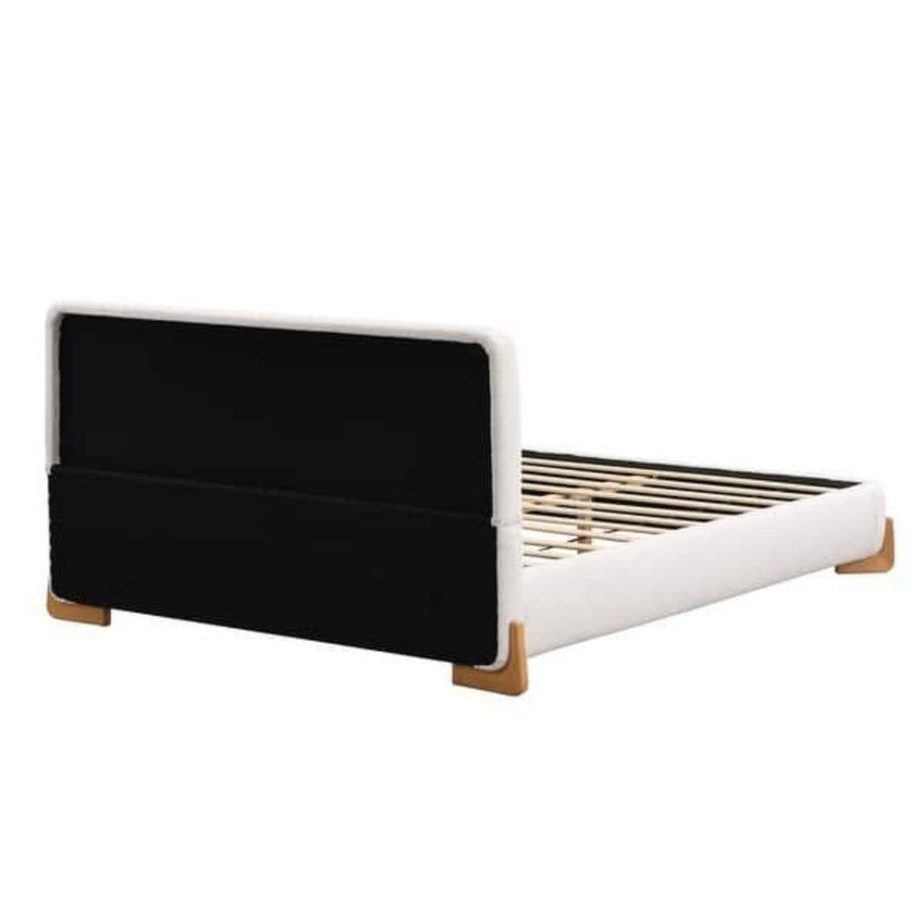 Crown Upholstered Bed Without Storage In Towel Suede Fabric