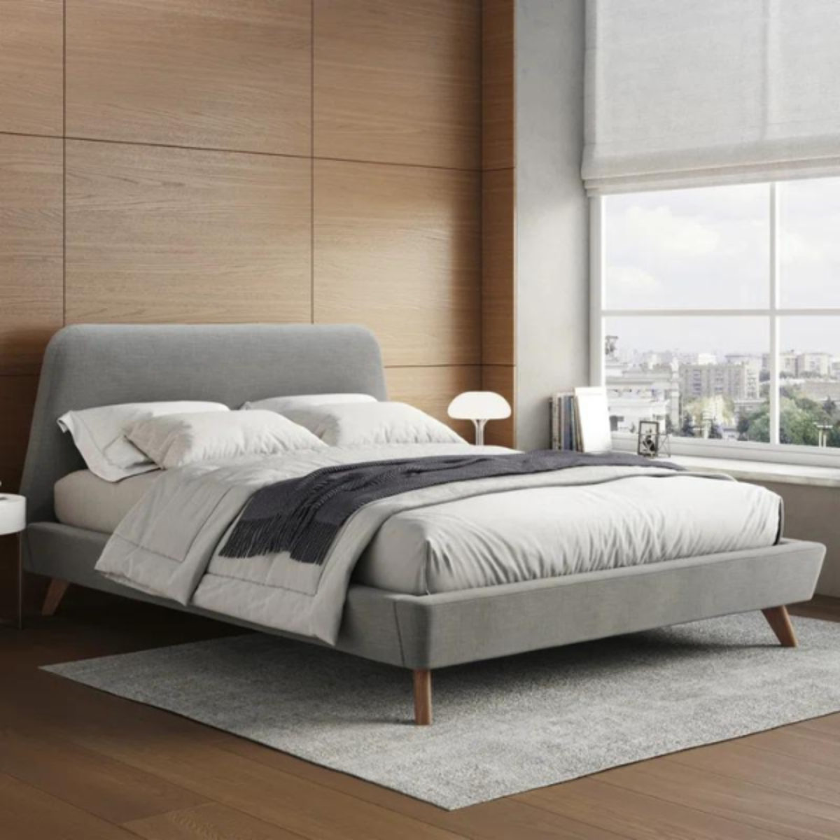 Gobbler Upholstered Bed Without Storage In Suede Fabric