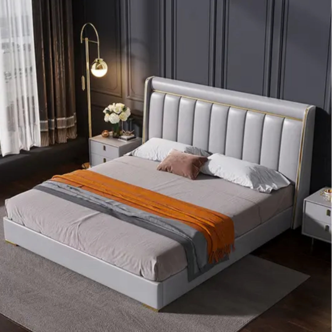 Canopy Upholstered Bed Without Storage In Suede