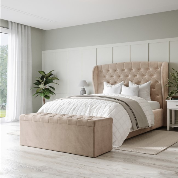 Kobe Upholstered Bed Without Storage In Suede