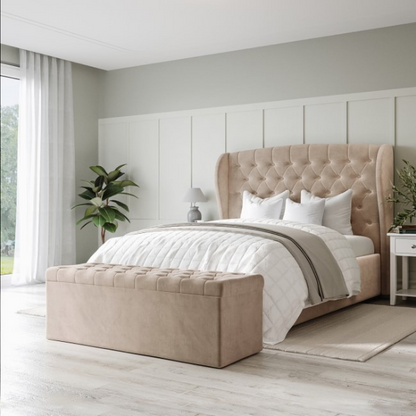 Kobe Upholstered Bed Without Storage In Suede