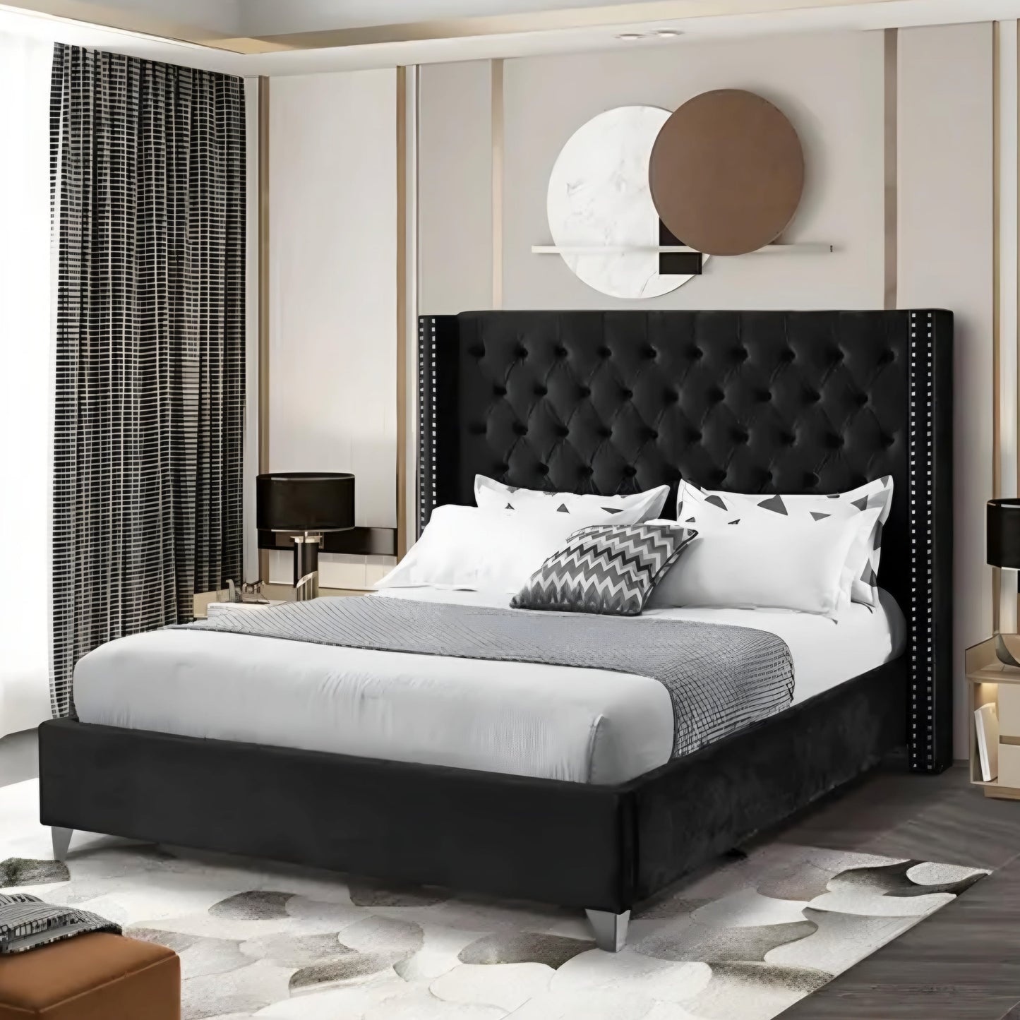 Tony Upholstered Bed Without Storage In Suede