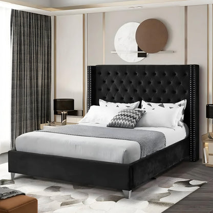 Tony Upholstered Bed Without Storage In Suede
