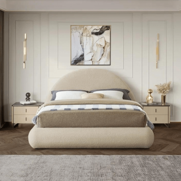 Luna Upholstered Bed Without Storage In Towel Suede Fabric