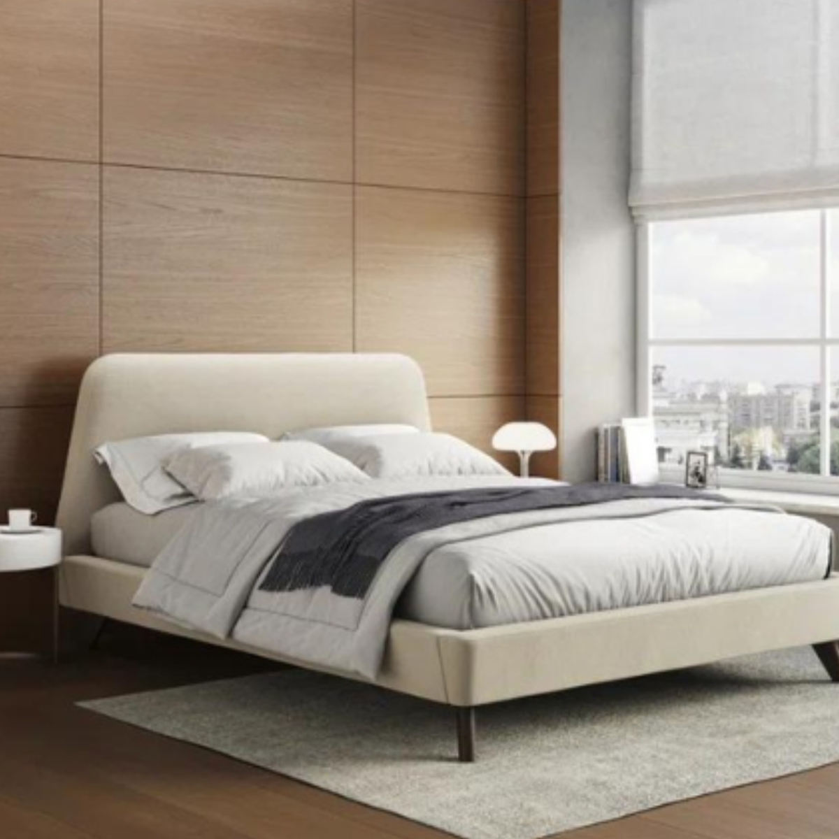 Gobbler Upholstered Bed Without Storage In Suede Fabric