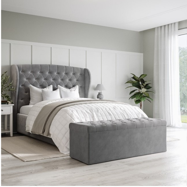 Kobe Upholstered Bed Without Storage In Suede
