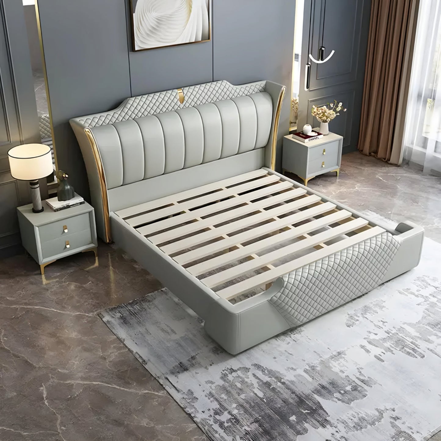 Dubai Luxury Upholstered Bed Without Storage In Fabric