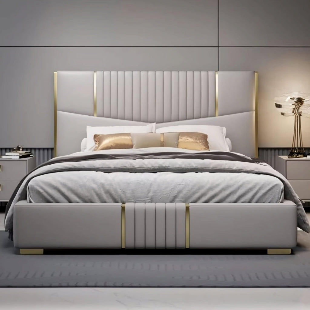 Lush Upholstered Bed Without Storage In Suede