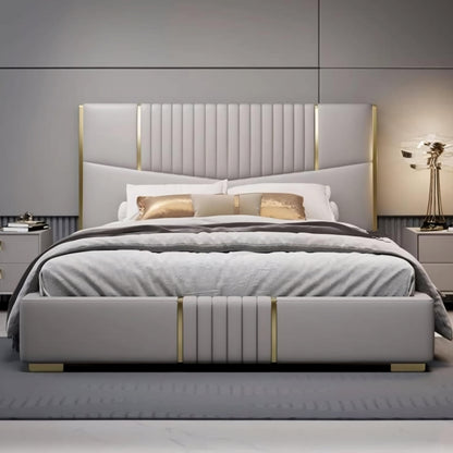 Lush Upholstered Bed Without Storage In Suede