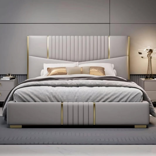 Lush Upholstered Bed Without Storage In Suede