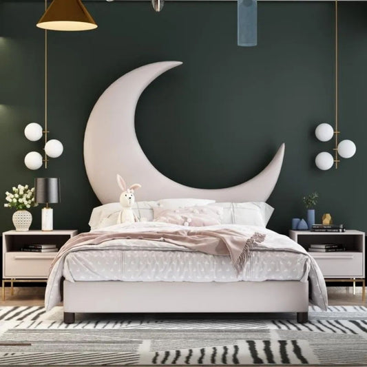 Moon Upholstered Kids Bed Without Storage In Suede