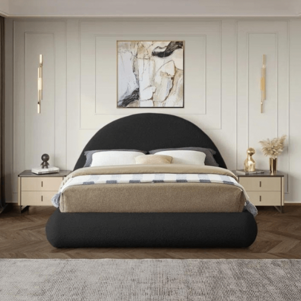 Luna Upholstered Bed Without Storage In Towel Suede Fabric
