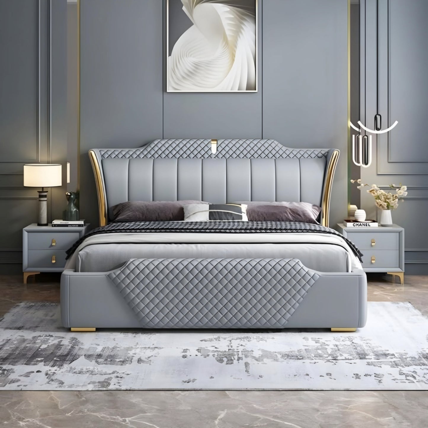 Dubai Luxury Upholstered Bed Without Storage In Fabric