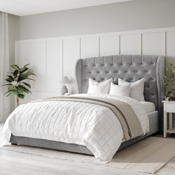 Kobe Upholstered Bed Without Storage In Suede