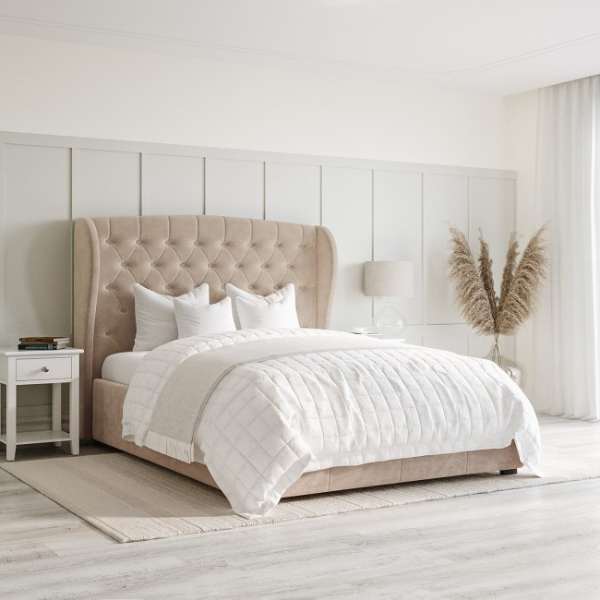 Kobe Upholstered Bed Without Storage In Suede