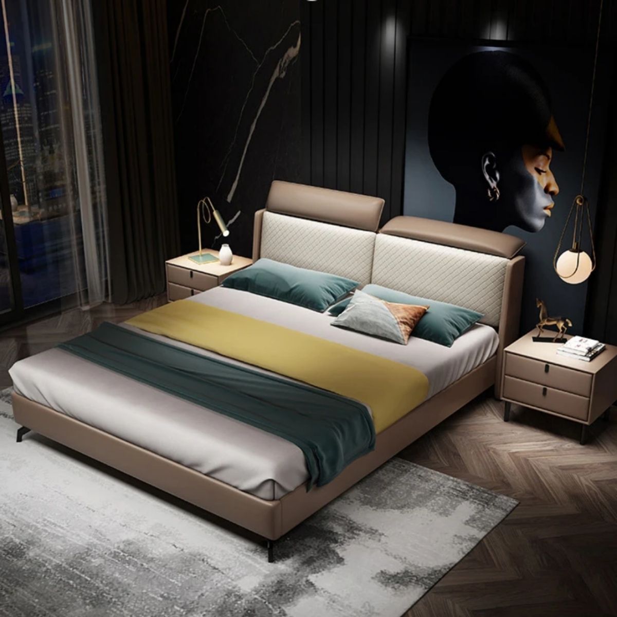 Fendi Luxury Upholstered Bed Non Storage In Fabric