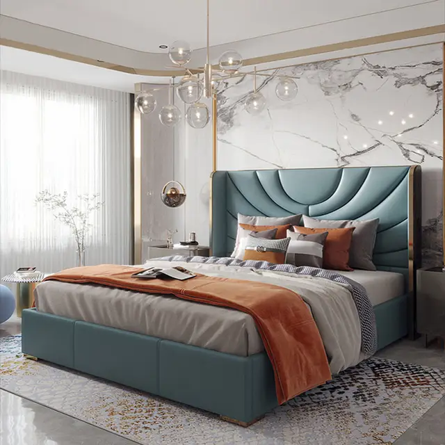 Italian Design Upholstered Bed Without Storage In Suede