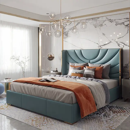 Italian Design Upholstered Bed Without Storage In Suede