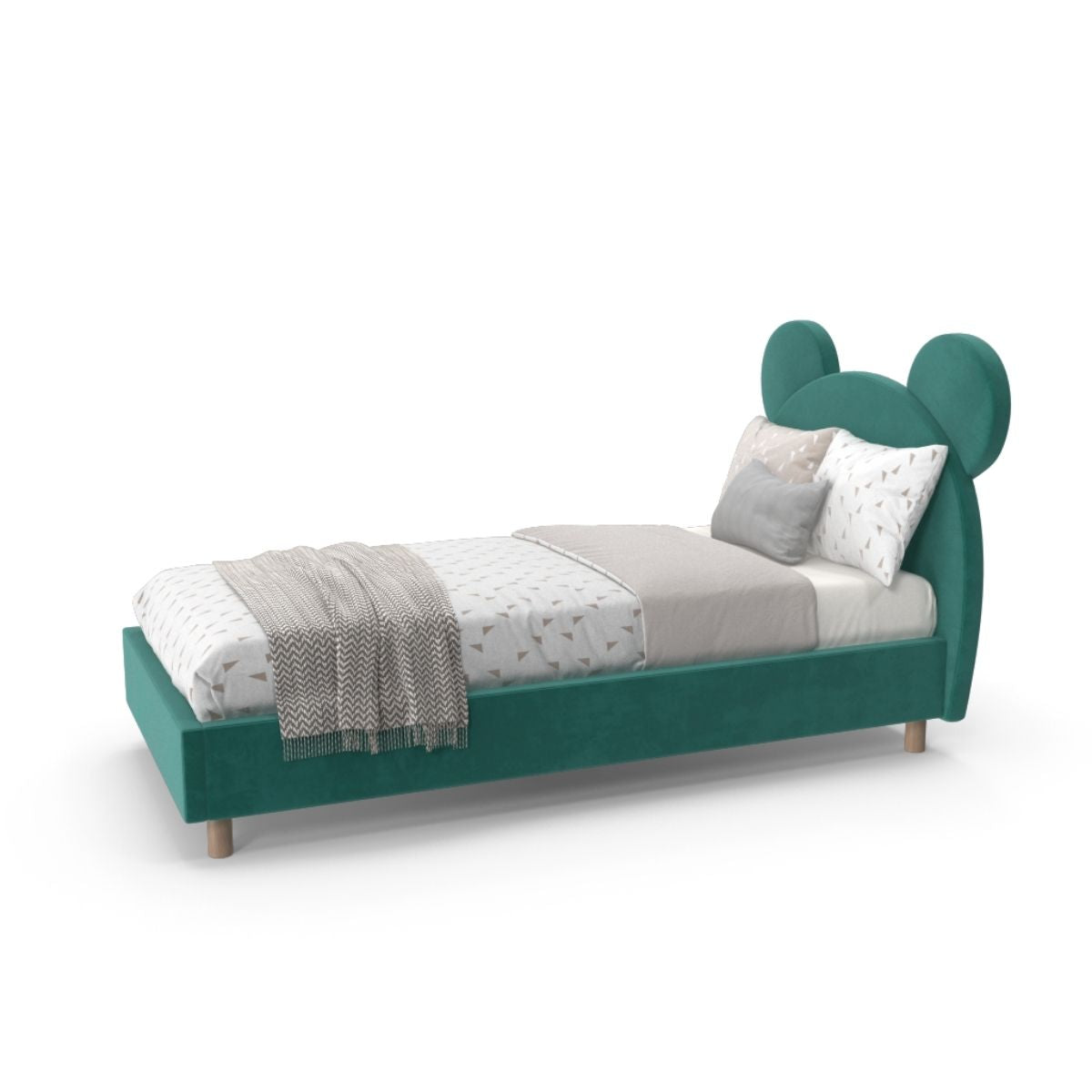 Micky Upholstered Kids Bed Without Storage In Suede