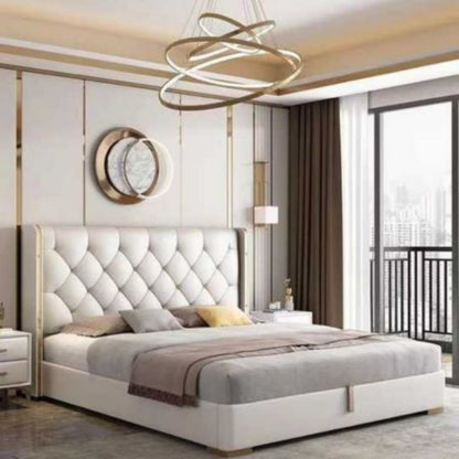 Nova White Upholstered Bed Without Storage In Leatherette