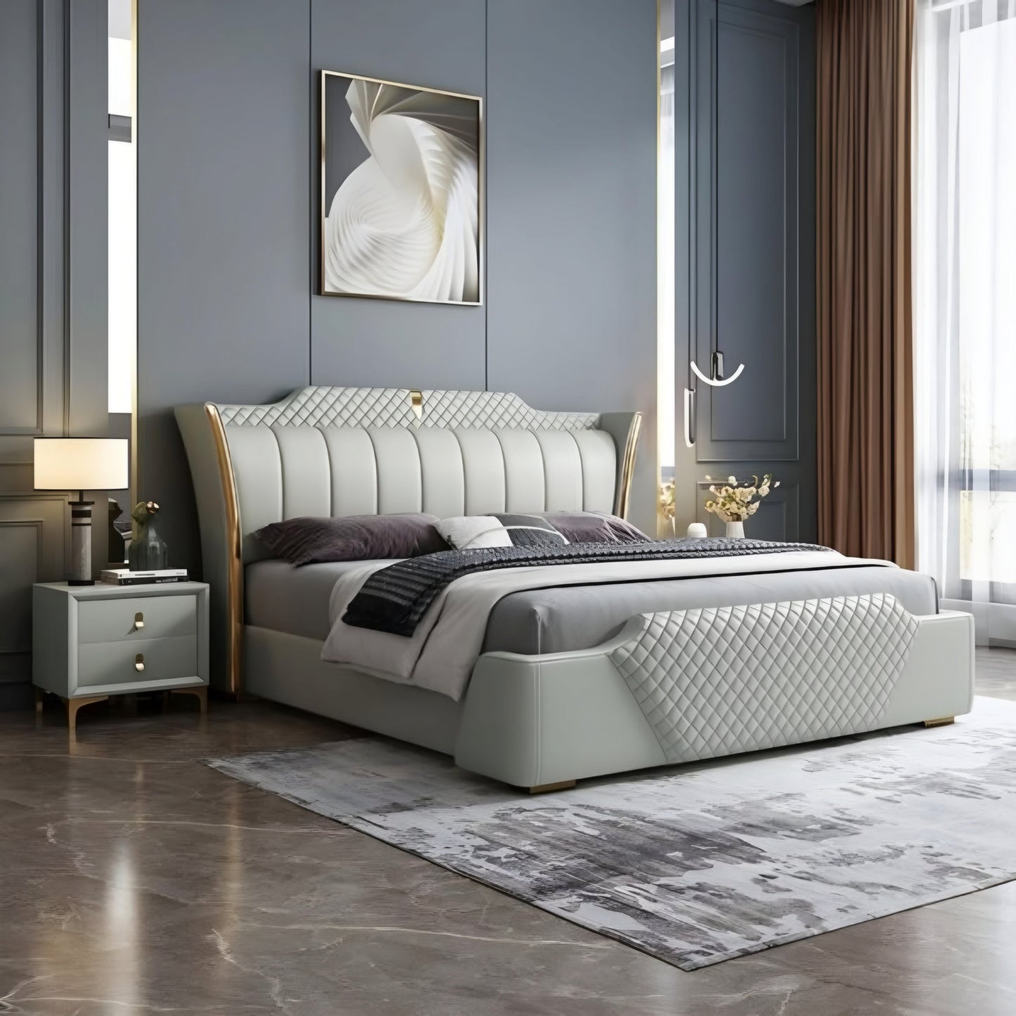Dubai Luxury Upholstered Bed Without Storage In Fabric