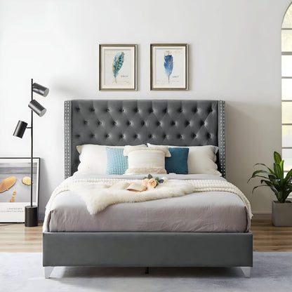 Tony Upholstered Bed Without Storage In Suede