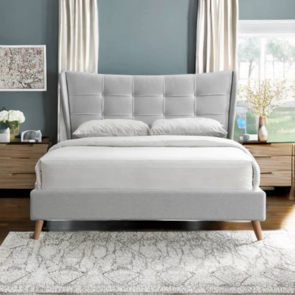 Haval Upholstered Bed Without Storage In Suede