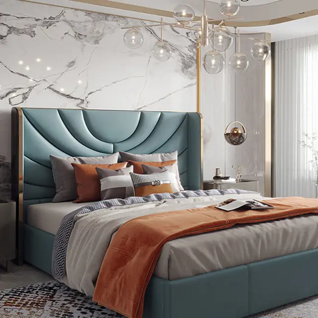 Italian Design Upholstered Bed Without Storage In Suede