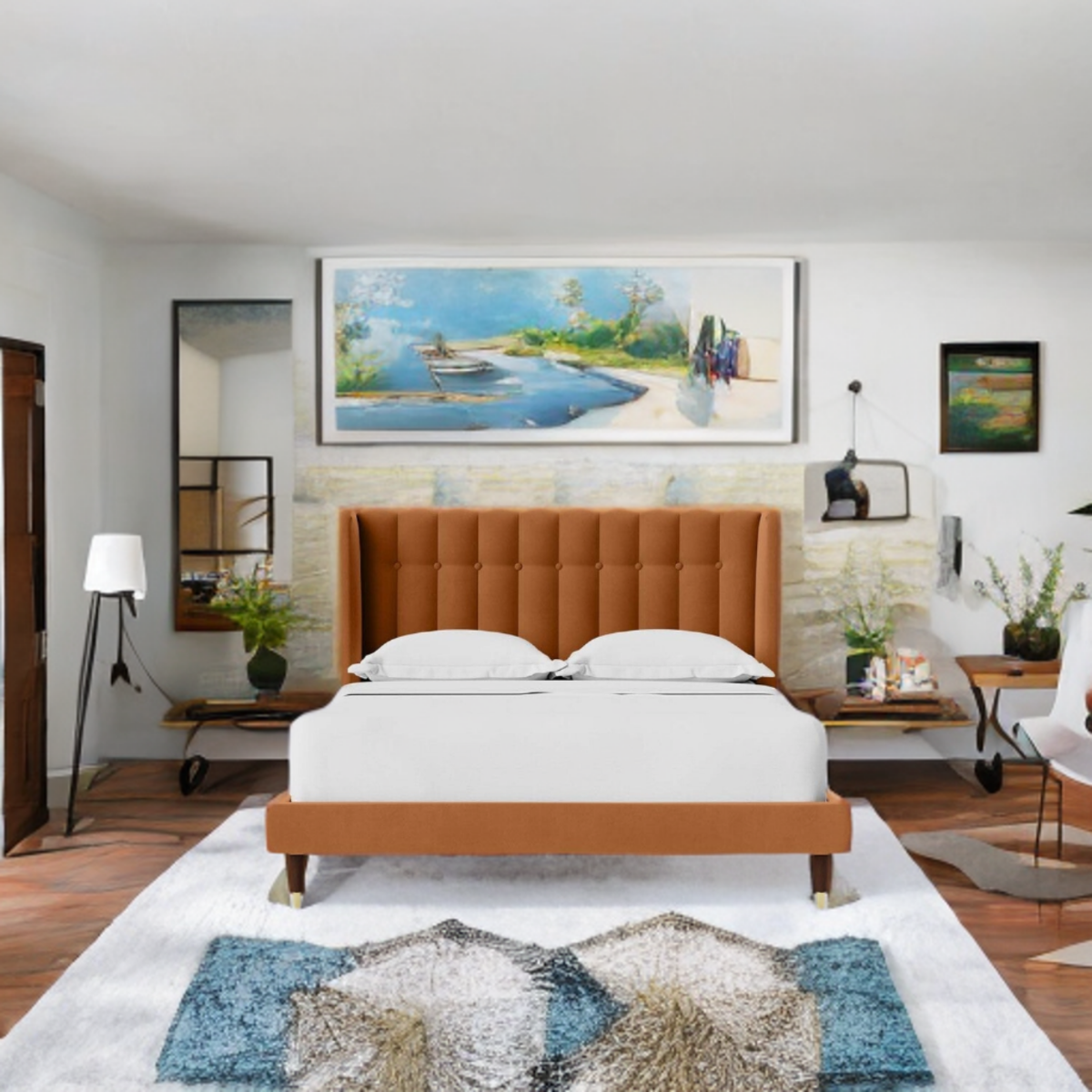 Kochi Upholstered Bed Without Storage In Suede