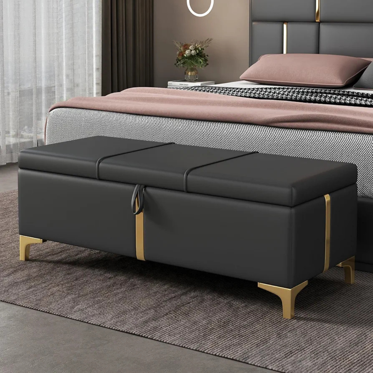 Elegant Upholstered Ottoman With Storage