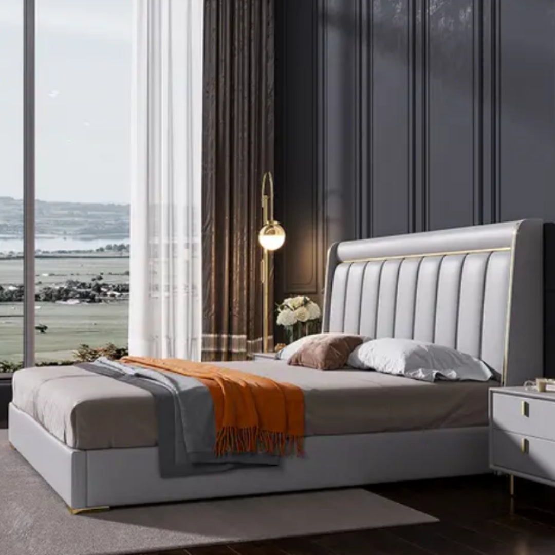 Canopy Upholstered Bed Without Storage In Suede