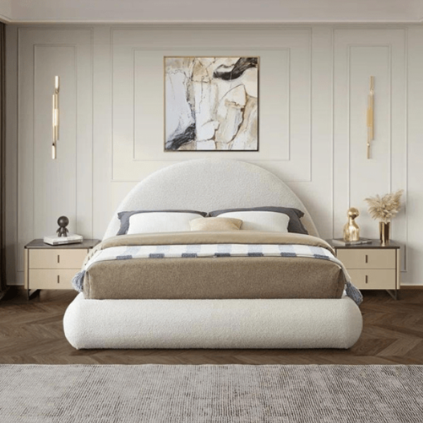 Luna Upholstered Bed Without Storage In Towel Suede Fabric