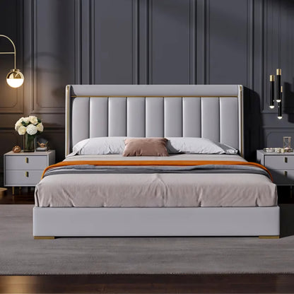 Canopy Upholstered Bed Without Storage In Suede