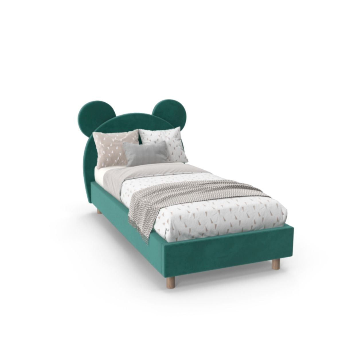 Micky Upholstered Kids Bed Without Storage In Suede