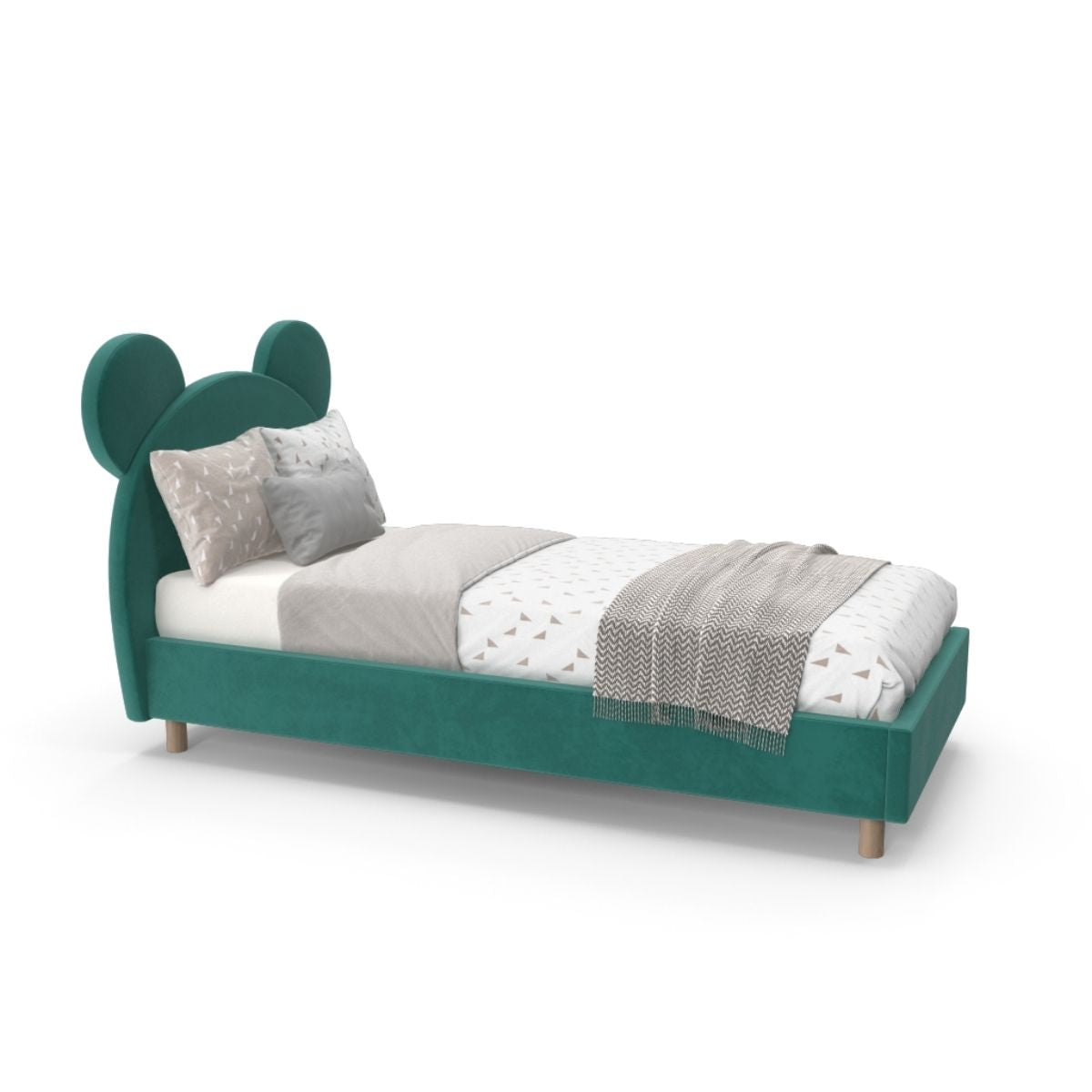 Micky Upholstered Kids Bed Without Storage In Suede