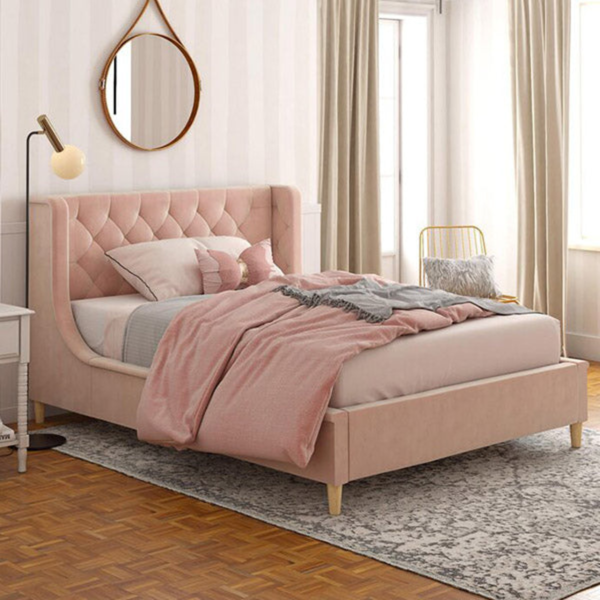 Metios Upholstered Bed Without Storage In Suede