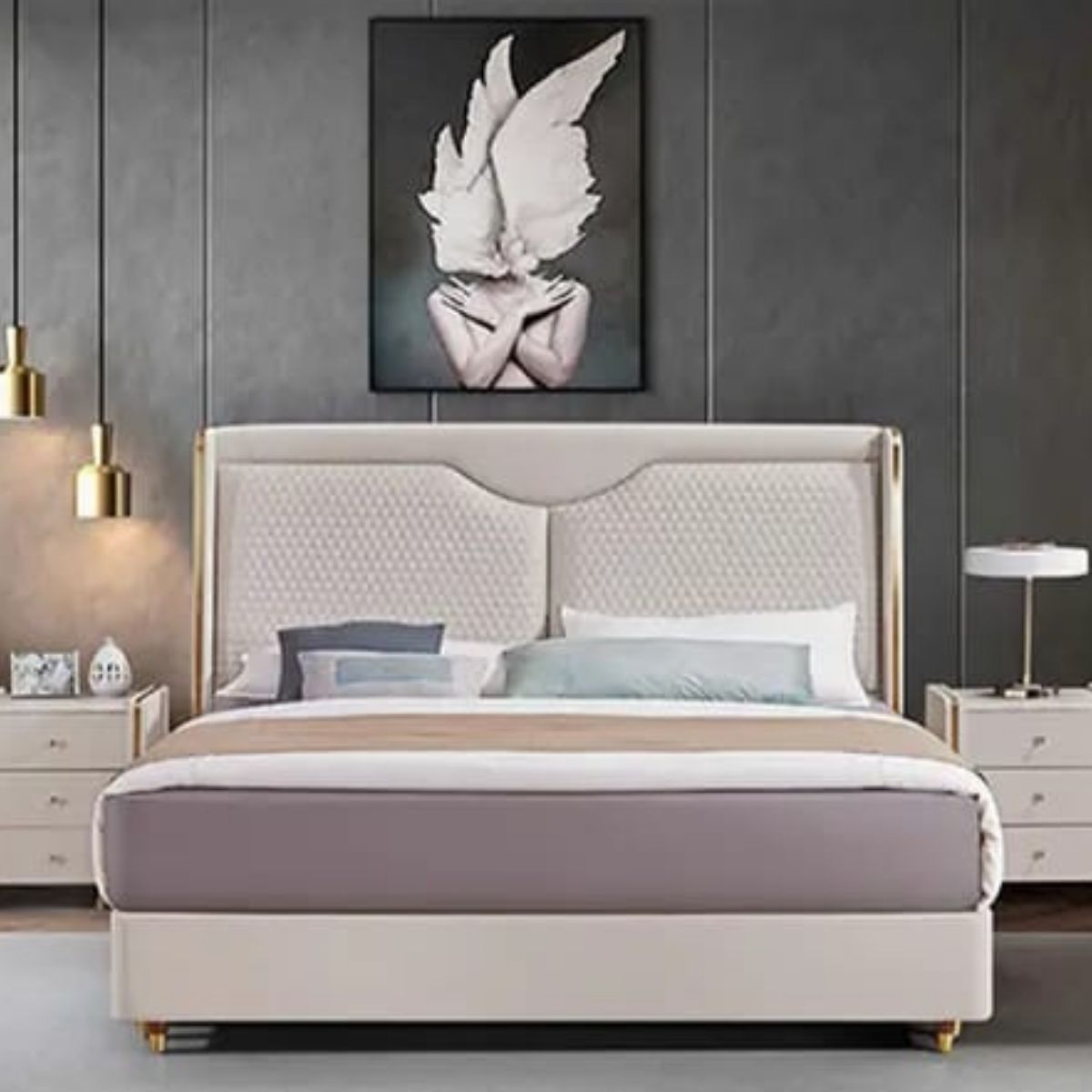 Phoenix Upholstered Bed Non Storage In Suede