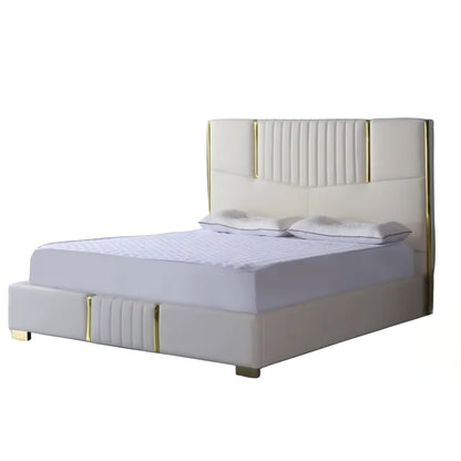 Lush Upholstered Bed Without Storage In Suede