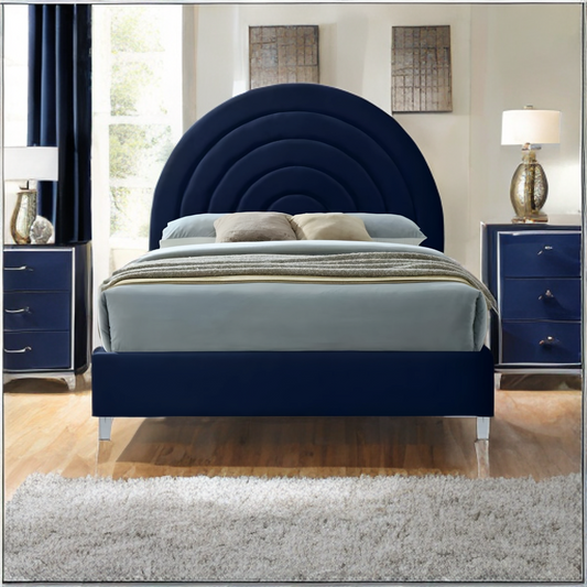 Rainbow Upholstered Kids Bed Without Storage In Suede