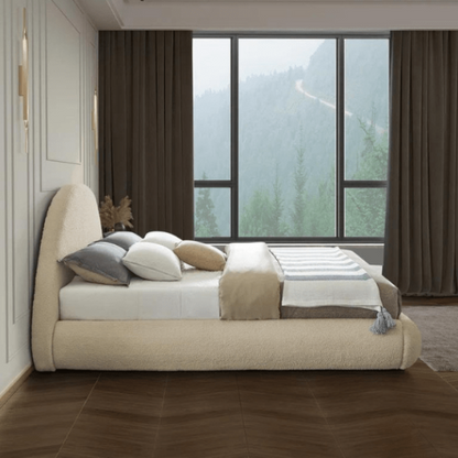 Luna Upholstered Bed Without Storage In Towel Suede Fabric