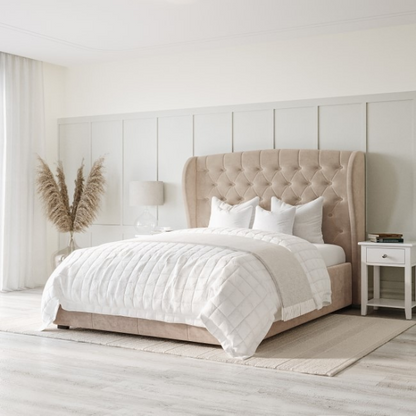 Kobe Upholstered Bed Without Storage In Suede