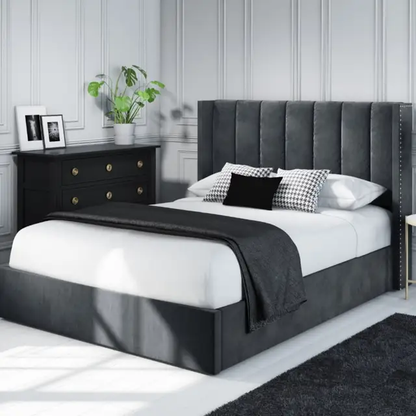 Safari Upholstered Bed Without Storage In Suede