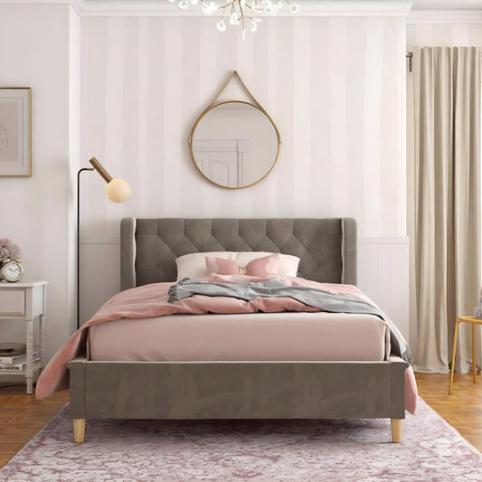 Metios Upholstered Bed Without Storage In Suede