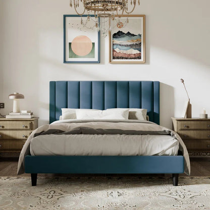 Max Upholstered Bed Without Storage In Suede