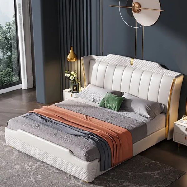 Frosted Luxury Upholstered Bed Without Storage In Leatherette