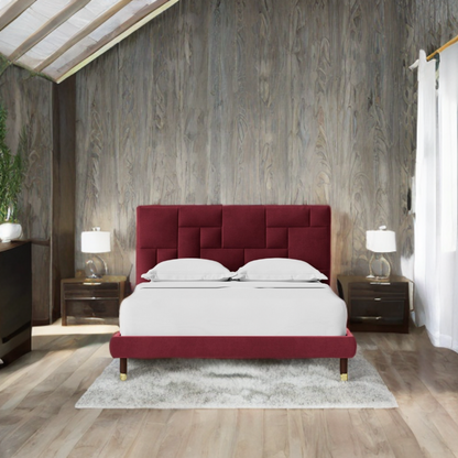 Cosmo Comfort  Upholstered Bed Without Storage In Suede